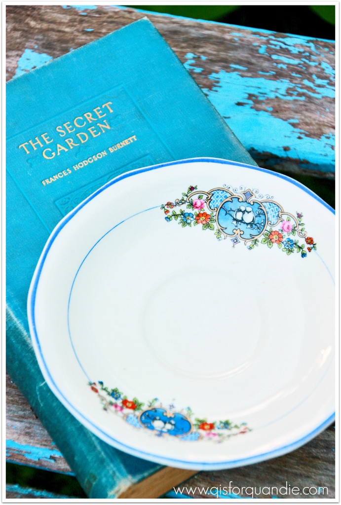 bluebird china with book