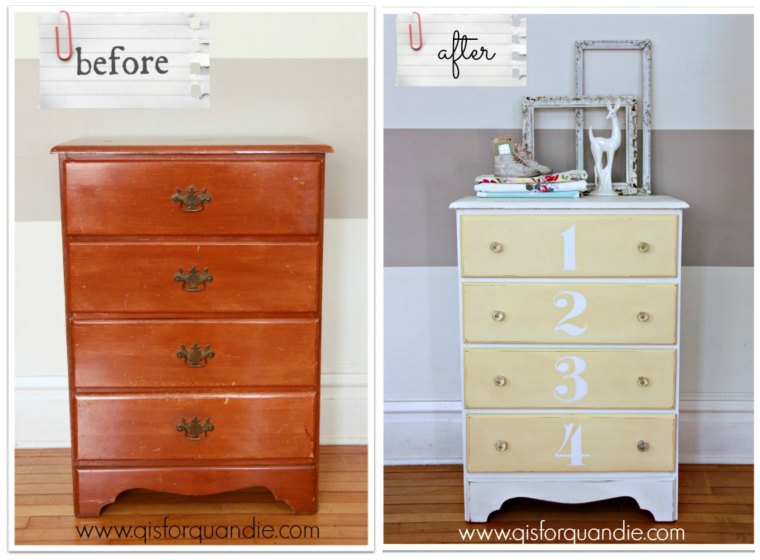 yellow and white dresser