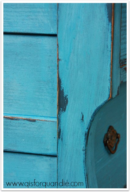 blue dresser close up