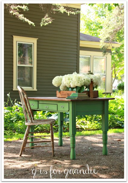 Green farmhouse style desk