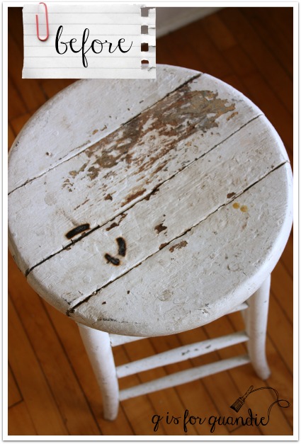 shabby stool before