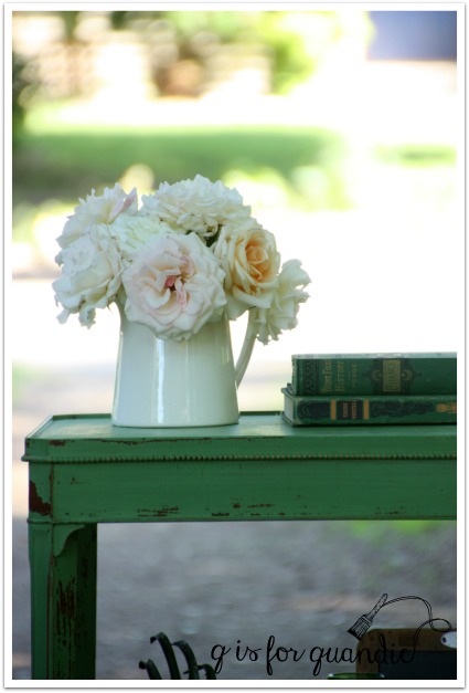 green table driveway close up