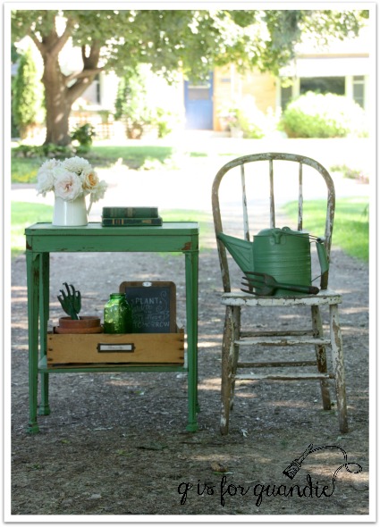 green table in driveway