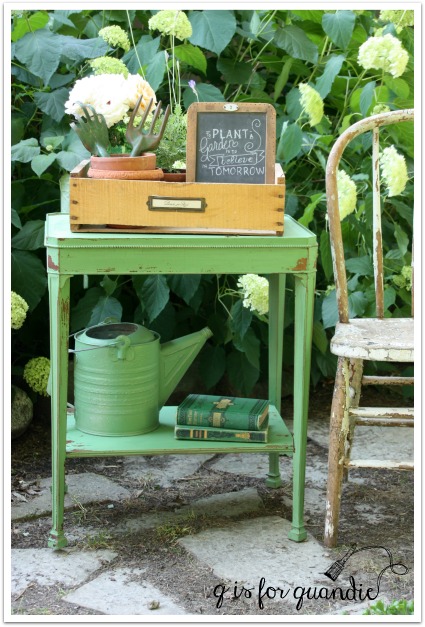 green table in garden