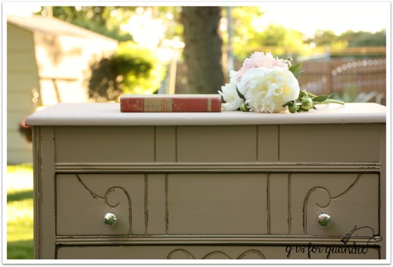 pink dresser close up