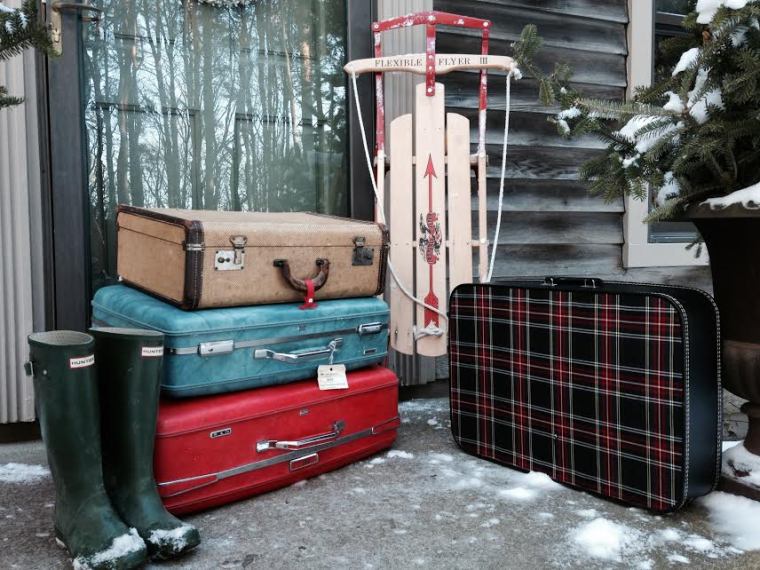 vintage suitcases for Christmas